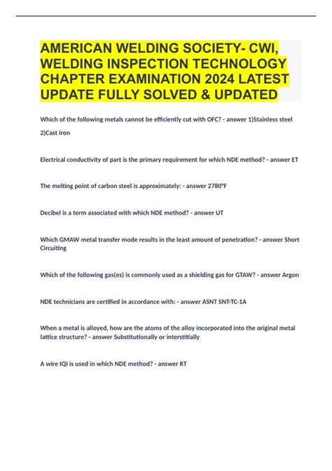 what is the green bottle on american welding society test|welding inspection certification.